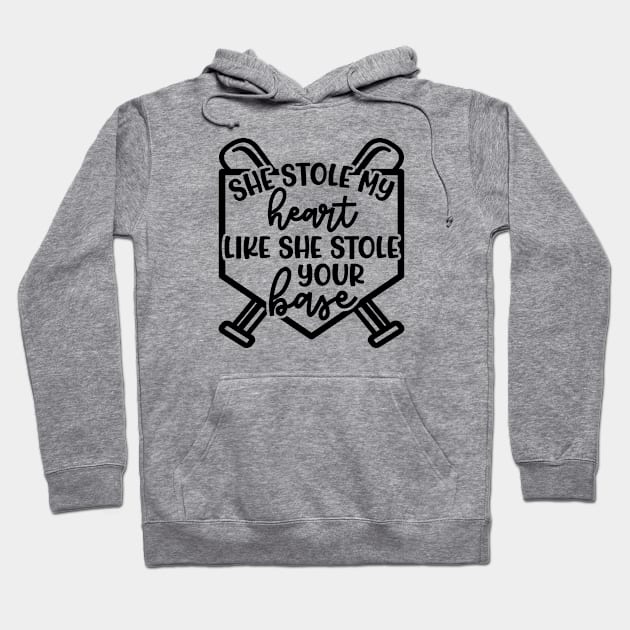 She Stole My Heart Like She Stole Your Base Softball Mom Cute Funny Hoodie by GlimmerDesigns